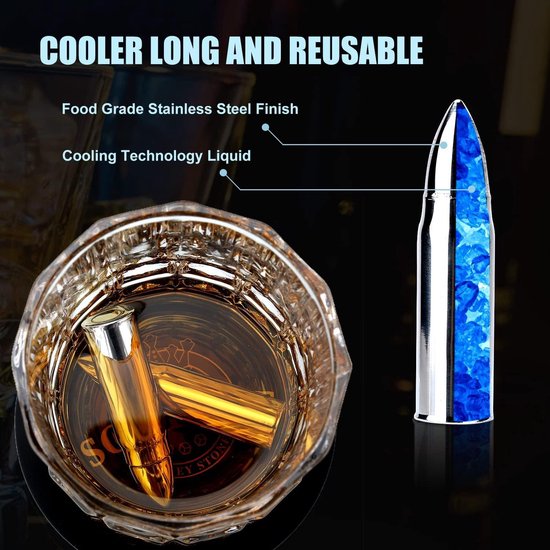 Whiskyglazen set - Whisky Geschenkdoos - Verjaardagscadeaus mannen - Roestvrij Staal Whisky Stones - Whisky Glas Set - Papa Kerstmis - Man van Flow Barware — afbeelding 4