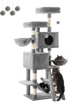 Goodivery ® Hoogwaardige Klimpaal voor Katten met Meerdere Speelopties en Comfortabele Rustplaatsen, 160 cm Hoog, Lichtgrijs
