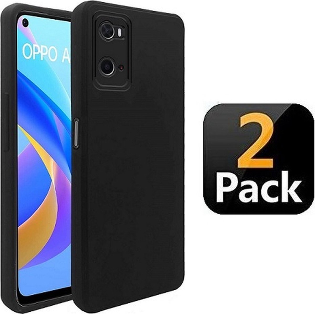 Oppo A76 Hoesje Siliconen TPU Zwart 2x