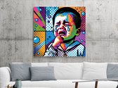 Pop art huilend kind schilderij | Kleurrijk verdriet: een hedendaagse interpretatie van een huilend kind | Kunst - 50x50 centimeter op Dibond | Foto op Dibond