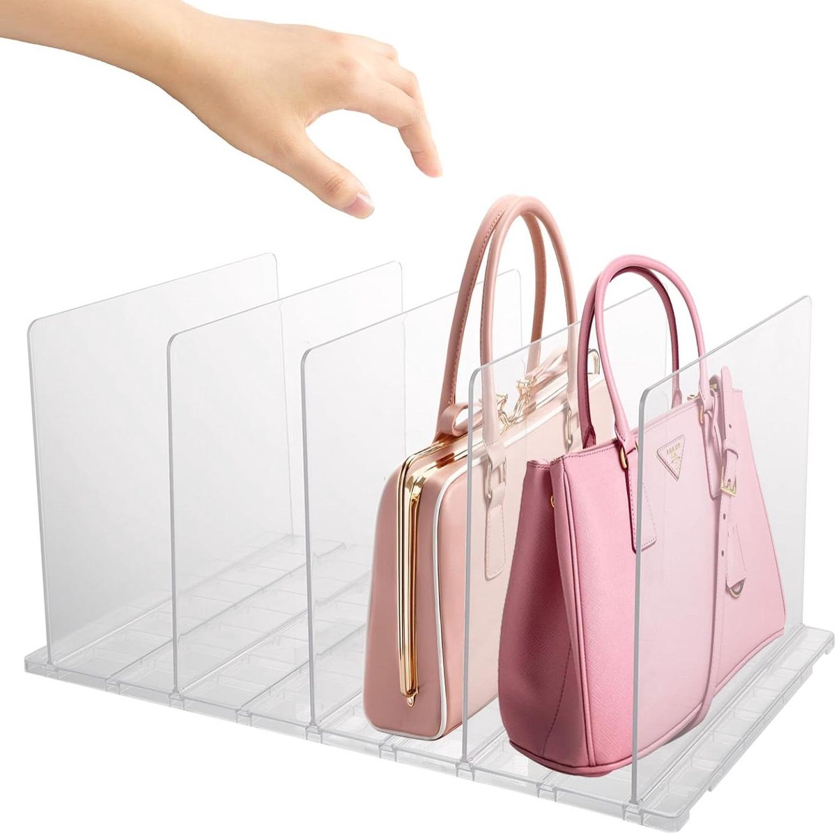 Lot De 5 Séparateurs D'Armoire Transparents - Organisateur De Sacs à Main Et Tiroirs Réglable