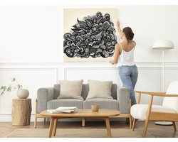 Doodle mos schilderij | Mystieke botanische patronen gevangen in prachtig zacht mos kunstwerk | Kunst - 30x30 centimeter op Dibond | Foto op Dibond