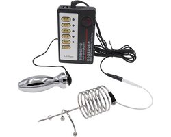 E-stim penisring, penis plug en buttplug - Anale en Urethrale schok vibrator - 3 in 1 - Afstandsbediening - Stroom - Verschillende maten