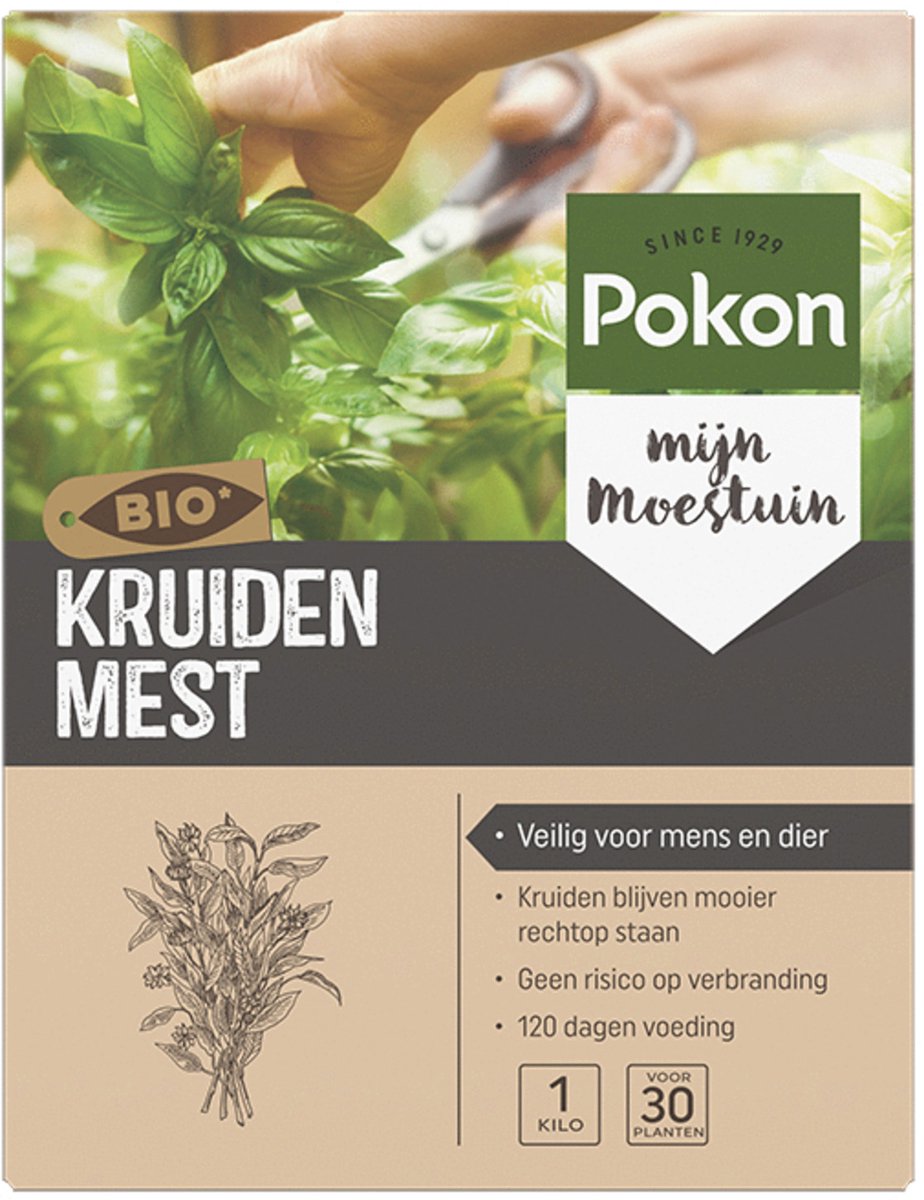 Pokon Bio Kruiden Mest - 1kg - Biologische Meststof  - Voor sterke kruidenplanten - 120 dagen voeding
