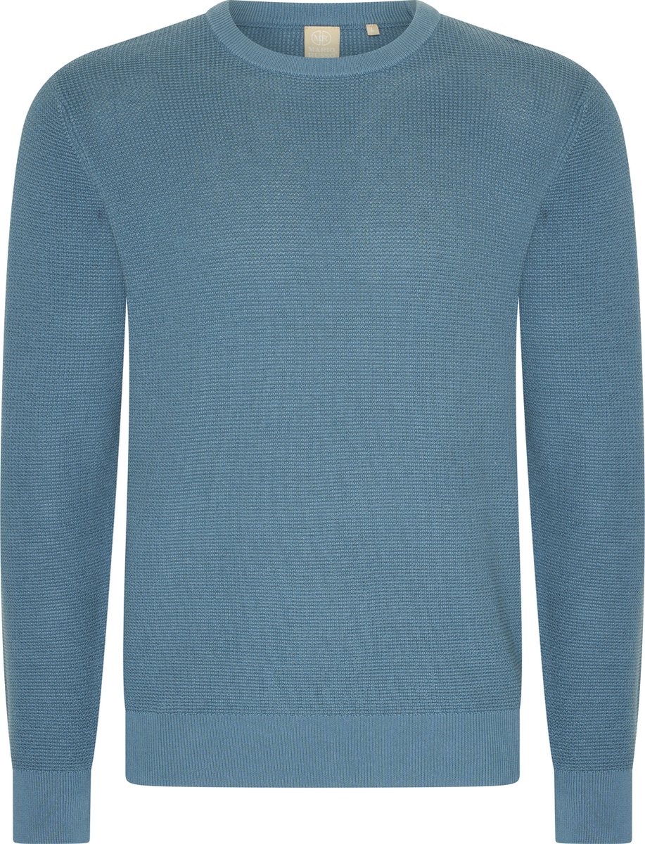 Mario Russo Waffle Pullover - Trui Heren - Sweater Heren - Blauw - XL