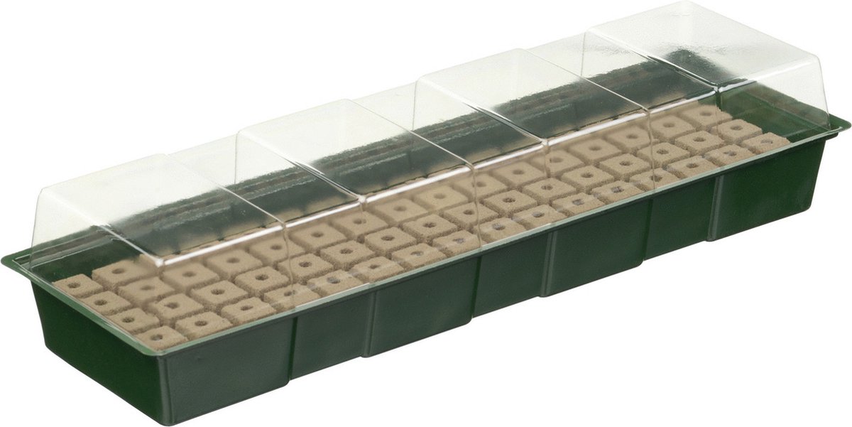 Nature - Kweekbak - met groeimedium - H10 x 49 x 15,5cm - 4 x 16 vakjes