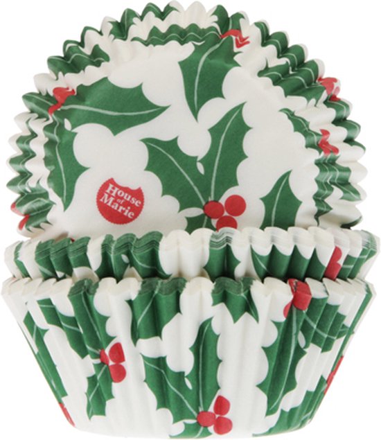 House of Marie Cupcake vormpjes - Kerst Hulst - 50 stuks