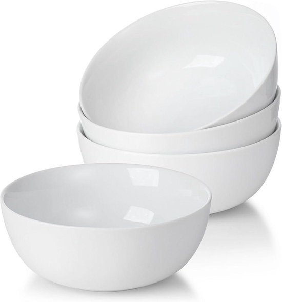 MALACASA Luna Mueslikommen, set van 4, 700 ml, soepkommen, porselein