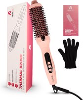 QFLEX PRO® Thermal Brush - Keramische Warmteborstel - Haardroger - Fohnborstel - Airstyler - Krulborstel - Krullen borstel - Krultang - Fohn - 38 mm – 15 Sec Opwarming – Glanzend, Pluisvrij & Zijdezacht Haar – 10 Warmtestanden – Haarborstel 2m Snoer