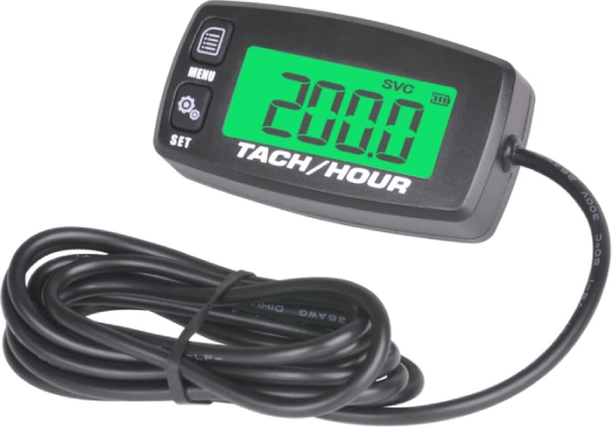 Onderhoudsherinnering Urenteller Toerenteller met Verlicht Display en Batterij Vervangbaar voor Grasmaaier Tractor Generator Marine Buitenboordmotor ATV