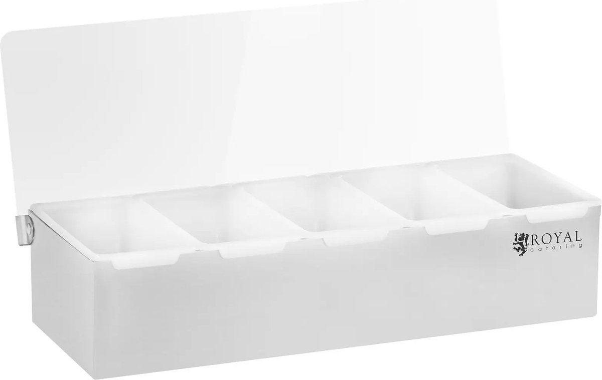 Ingrediëntencontainer opzetstelling - RVS/PP - 5 x 450 ml - Royal Catering