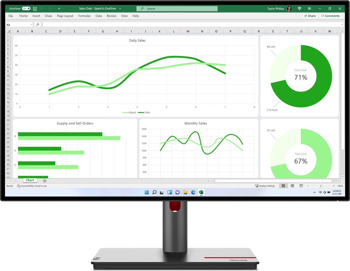 ThinkVision P27q-30 27" 2K QHD Monitor (IPS, 60Hz 4ms, HDMI DP out, Kantelbaar/Draaibaar/In hoogte verstelbaar)