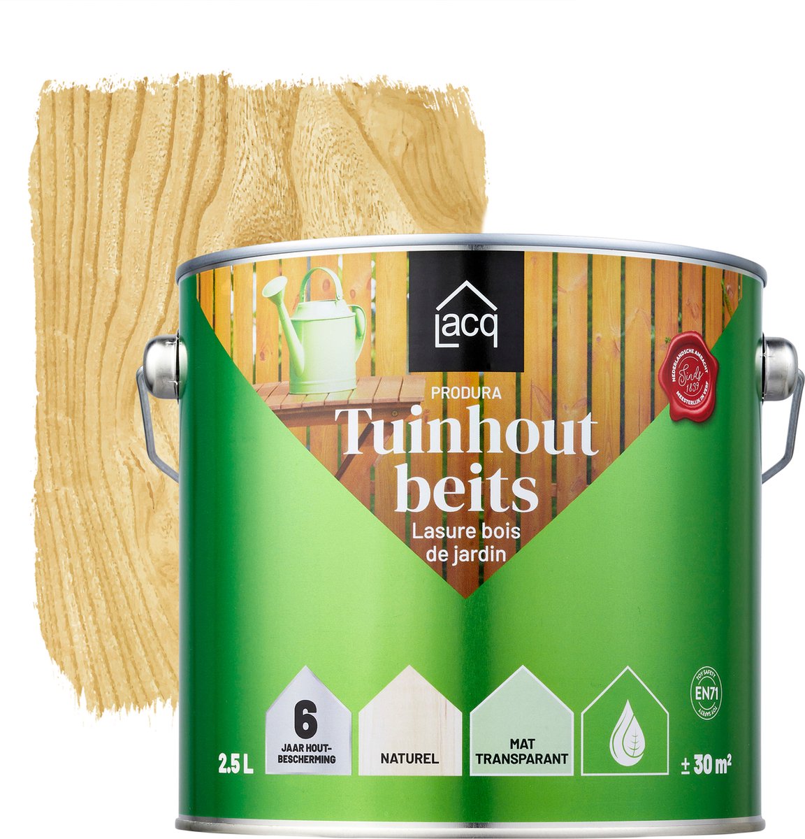 Lacq - Tuinhoutbeits - Matte Houtbescherming - Watergedragen - UV-bestendig - 2.5 Liter - Naturel