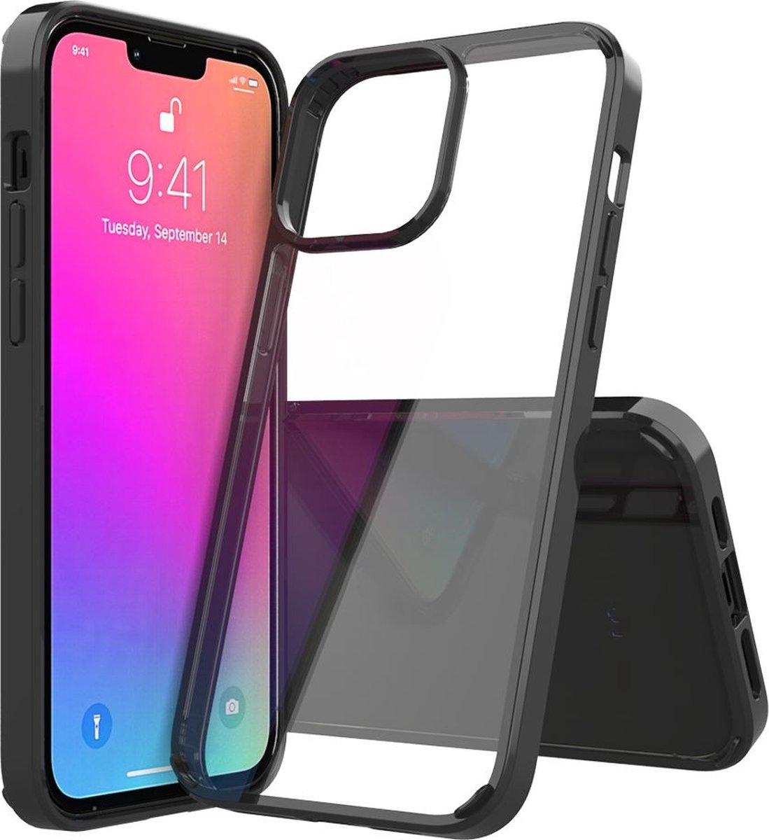 Mobigear Hoesje geschikt voor Apple iPhone 13 Pro Max Telefoonhoesje Hardcase | Mobigear Crystal Backcover | iPhone 13 Pro Max Case | Back Cover - Zwart