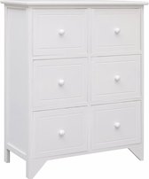 Medina Bijzetkast met 6 lades 60x30x75 cm paulowniahout wit