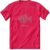 I Love Fishing - Vissen T-Shirt | Grijs | Grappig Verjaardag Vis Hobby Cadeau Shirt | Dames - Heren - Unisex | Tshirt Hengelsport Kleding Kado - Roze - XL