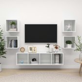 Decoways - 5-delige Tv-meubelset spaanplaat hoogglans wit