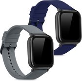 kwmobile 2x armband voor Huami Amazfit GTS / GTS 2 / GTS 2e / GTS 3 - Bandjes voor fitnesstracker in donkerblauw / grijs