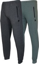 2- Pack Donnay Joggingbroek met elastiek - Sportbroek - Heren - Maat L - Charcoal-marl/Deep army green