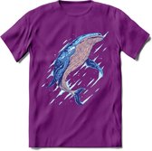 Dieren T-Shirt | Walvis shirt Heren / Dames | Wildlife whale cadeau - Paars - XXL