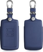 kwmobile autosleutelhoes geschikt voor Renault 4-knops Smartkey autosleutel (alleen Keyless Go) - Hoesje voor autosleutel in donkerblauw - Leren hoes