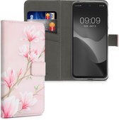 kwmobile telefoonhoesje voor Xiaomi Redmi 10 - Hoesje met pasjeshouder in poederroze / wit / oudroze - Magnolia design