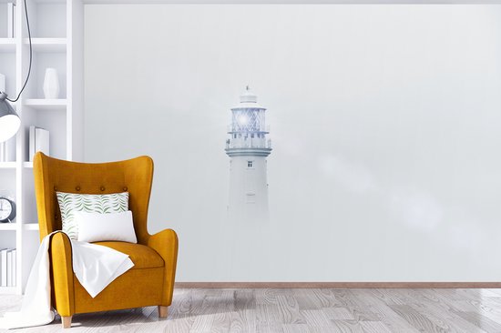 Behang - Fotobehang Vuurtoren in de mist - Breedte 600 cm x hoogte 400 cm