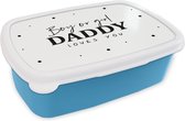 Broodtrommel Blauw - Lunchbox - Brooddoos - Papa - Boy or Girl Daddy loves you - Babyshower - Jongetje - Meisje - Spreuken - 18x12x6 cm - Kinderen - Jongen