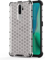 Mobigear Honeycomb Telefoonhoesje geschikt voor OPPO A5 (2020) Shockproof Hardcase Hoesje - Wit