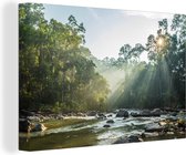 Canvas Schilderij Afbeelding van een rivier in een Maleisisch groen landschap - 30x20 cm - Wanddecoratie