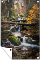 Tuinposter - Tuindoek - Tuinposters buiten - Watervallen bij Ilsenburg in het bos met stenen en mos, Saksen, Duitsland - 80x120 cm - Tuin