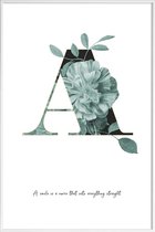 JUNIQE - Poster met kunststof lijst Flower Alphabet - A -13x18