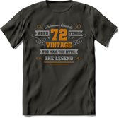 72 Jaar Legend T-Shirt | Goud - Zilver | Grappig Verjaardag Cadeau | Dames - Heren | - Donker Grijs - L