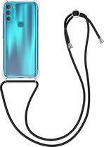 kwmobile telefoonhoesje compatibel met Motorola Moto G71 5G - Hoesje met koord - Back cover in transparant / zwart