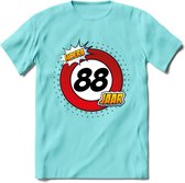 88 Jaar Hoera Verkeersbord T-Shirt | Grappig Verjaardag Cadeau | Dames - Heren | - Licht Blauw - M