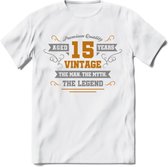 15 Jaar Legend T-Shirt | Goud - Zilver | Grappig Verjaardag Cadeau | Dames - Heren | - Wit - XXL