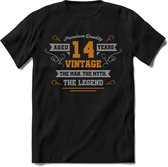 14 Jaar Legend T-Shirt | Goud - Zilver | Grappig Verjaardag Cadeau | Dames - Heren | - Zwart - XXL