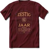 60 Jaar Legendarisch Gerijpt T-Shirt | Grijs - Ivoor | Grappig Verjaardag Cadeau | Dames - Heren | - Burgundy - XL