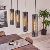 Sheda Metalen Hanglamp Zwart, 4-lichtbronnen, Moderne Industriële  Hanglamp, Uniek Design Woonkamer Lamp, Sfeerlamp