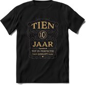 10 Jaar Legendarisch Gerijpt T-Shirt | Grijs - Ivoor | Grappig Verjaardag Cadeau | Dames - Heren | - Zwart - M