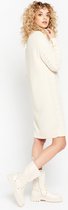 LOLALIZA Gebreide jurk met col - Ecru - Maat XL