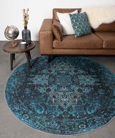 Rond vintage vloerkleed Ancient Azure No.1 100 cm rond