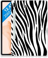 Hoesje Samsung Galaxy Tab S7FE Mapje Zebra met transparant zijkanten