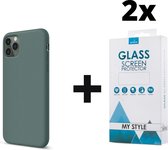 Siliconen Backcover Hoesje iPhone 11 Pro Max Groen - 2x Gratis Screen Protector - Telefoonhoesje - Smartphonehoesje