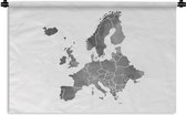 Wandkleed - Wanddoek - Europakaart in grijze waterverf - zwart wit - 90x60 cm - Wandtapijt