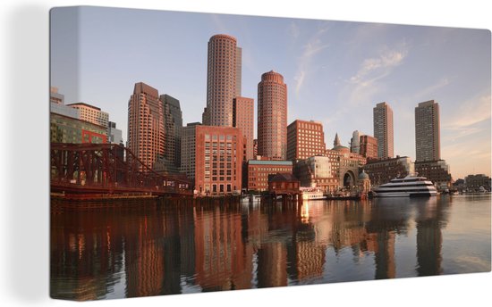 Tableau sur toile Skyline Boston - 40x20 cm - Décoration murale