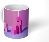 Mok - Paarse geometrie van blokken - 350 ML - Beker