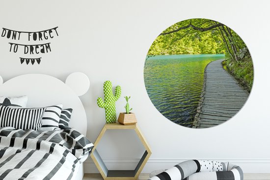 WallCircle - Wall Circle - Wall Circle - Route au bord de l'eau au parc national des lacs de Plitvice - Aluminium - Dibond - 120x120 cm - Intérieur et extérieur XXL