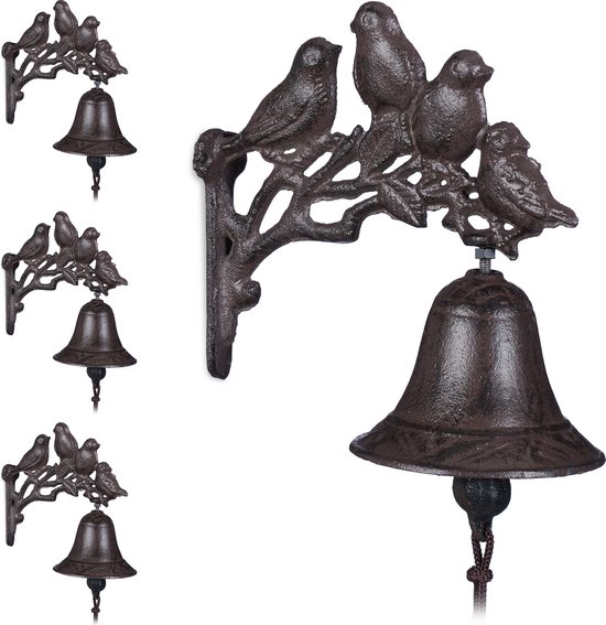 4x deurbel gietijzer vogels - tuinbel - wandbel - bel - vintage tuindecoratie — afbeelding 2