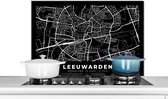 Spatscherm keuken 90x60 cm - Kookplaat achterwand Kaart - Leeuwarden - Zwart - Muurbeschermer - Spatwand fornuis - Hoogwaardig aluminium